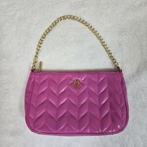 Nanette Lepore Small Pink Purse Gold Chain Bag Quilted Y2K